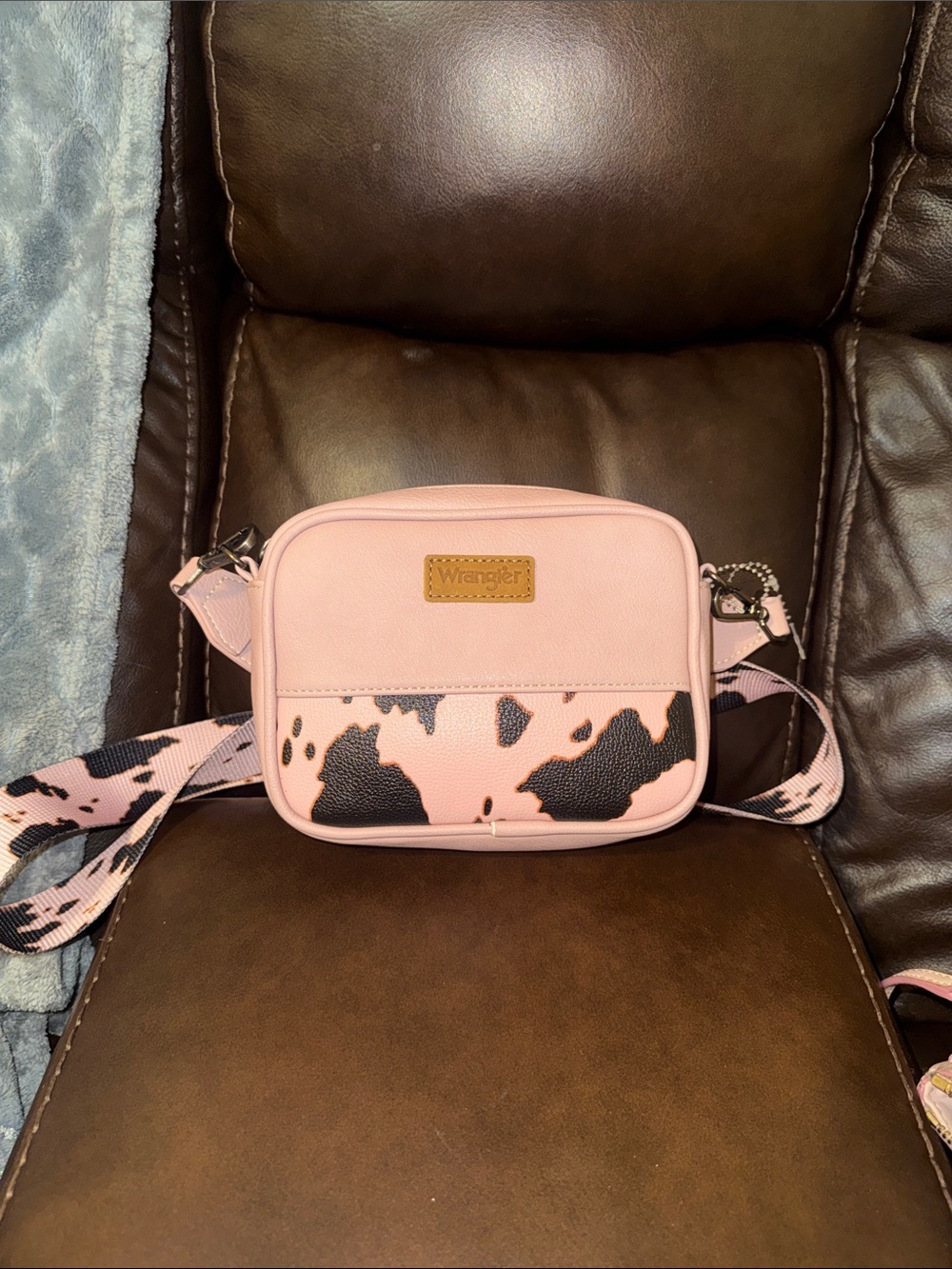 Wrangler Pink and Black Cowprint Crossbody Bag